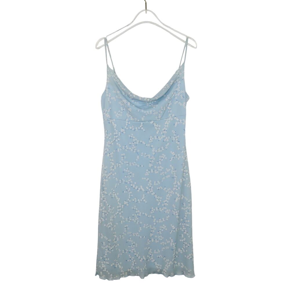 Y2k 2000s Vintage Weather Vane Light Blue Floral Spaghetti Strap Dress Small